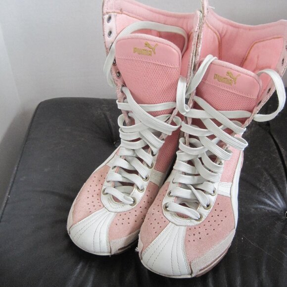 Pink Puma Schattenboxen Suede Sneaker Boots - Size 6 Ladies. - Picture 1 of 11